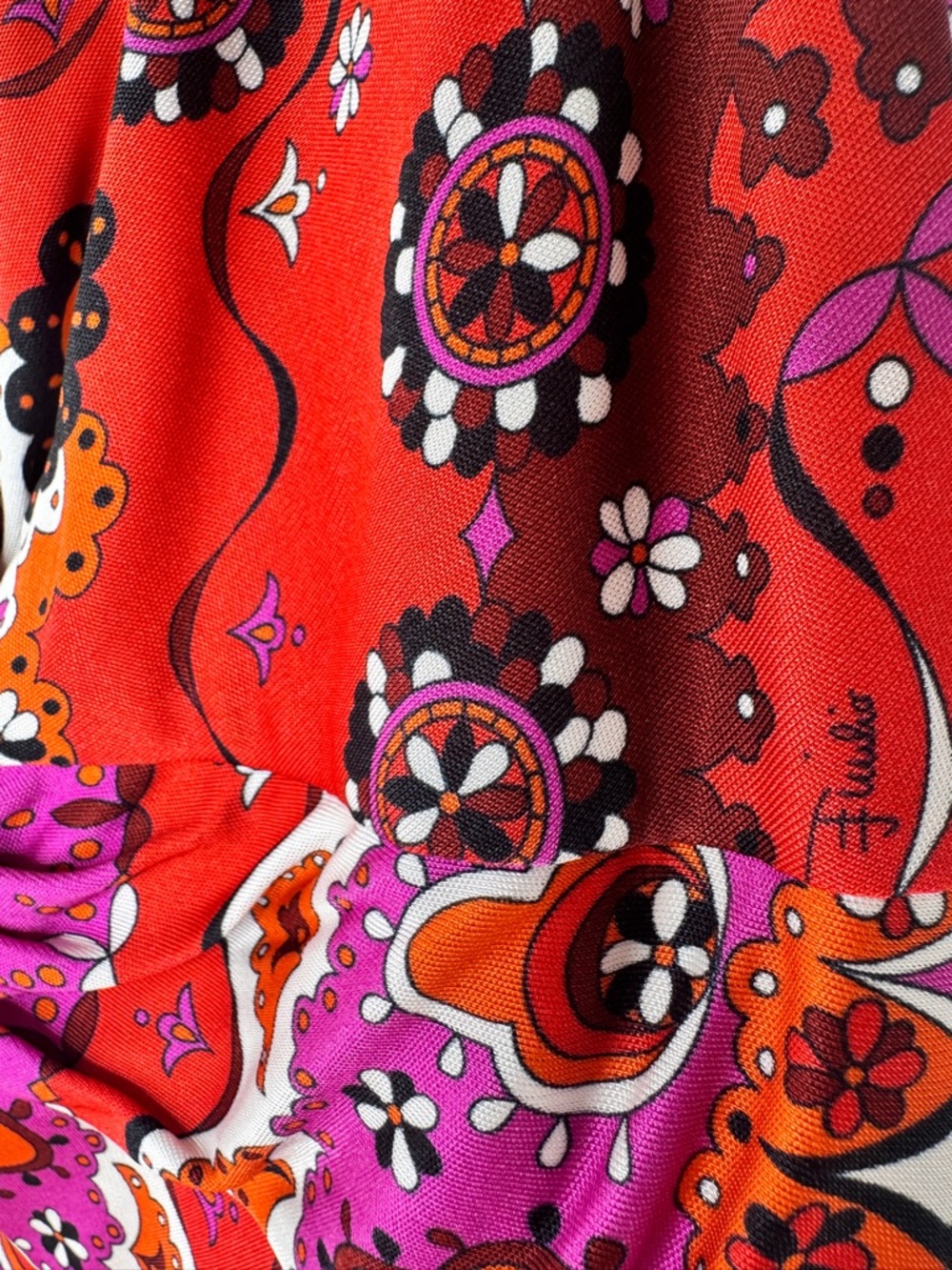 Emilio Pucci Vintage Rare Red & Pink Twist-Front Sleeveless Dress - Picture 7 of 15